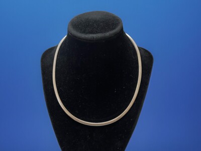 925 Italy Sterling Silver Omega Herringbone Chain Necklace 18  18G 4mm
