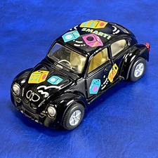 Modified 1960s VW Bug Volkswagen Beetle Die Cast Plastic Car Doors Hood Open
