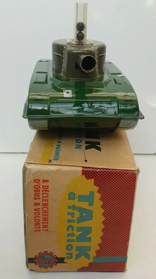 Rare Char tank FJ France-Jouet neuf boite jouet ancien en tôle époque Joustra - Photo 3/4