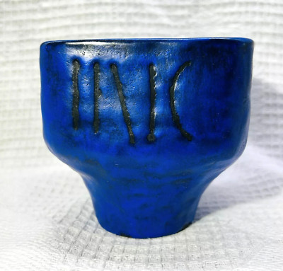 ITALIEN ITALIA MARCELLO FANTONI Blauer Vase Coupe Blau Design Jahr 1950 50 50'S