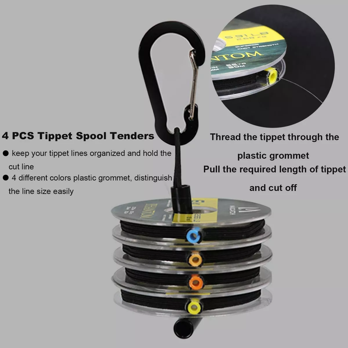 0/1/2/3/4/5/6X/7X Fly Fishing Tippet Line with Tippet Holder and Spool  Tender