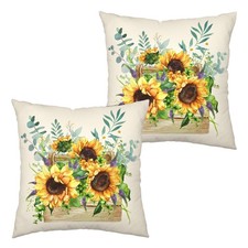 Sunflower Pillow Covers Spring Summer Floral Throw Pillow Covers Set of 2 Sun...