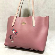Coach Mickey Mouse Disney Collaboration Tote Bag Leather Pink Rare Genuine