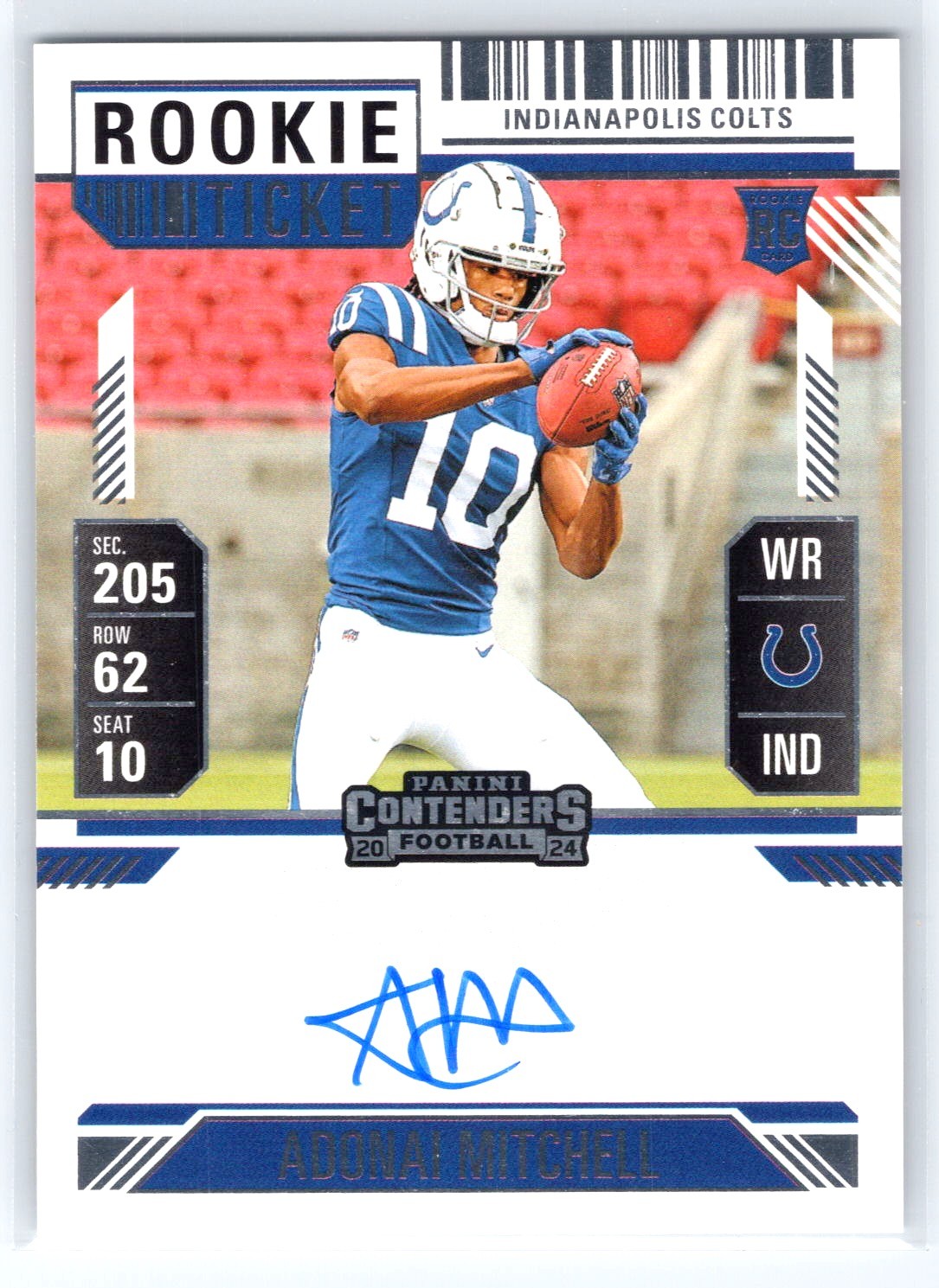Adonai Mitchell 2024 Contenders Rookie Ticket On Card Auto! Colts