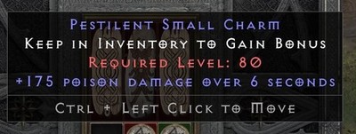 5x +175 Poison Damage Small Charm - D2R - Diablo 2: Resurrected SC PC NL