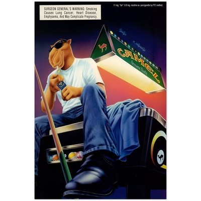 Joe Camel ''Genuine Taste'' Billiards Pool Table Vintage Cigarette Ad Poster Wall 