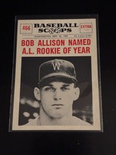 Bob Allison Named A.L. Rookie of Year 1961 NU-Card Baseball Scoops EXMT 466. rookie card picture