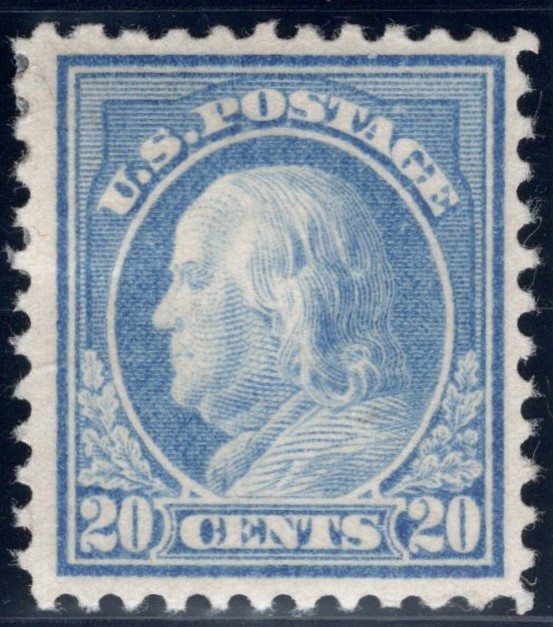 SC#515, 1917--20 Cent Benjamin Franklin, Flat Plate, Perf. 11, M/H
