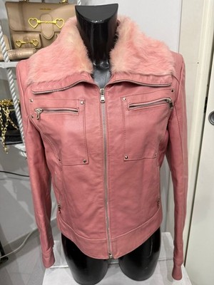 Damen Lederjacke Conbipel Rosa Größe 46 Art. AM69
