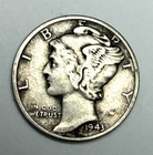 1943-P Mercury Dime 90% Silver Actual coin shown circulated condition