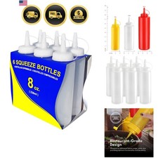 Squeeze Bottles, Plastic, 8 oz, Clear, Pack of 6