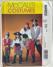 McCall's Costumes Kids 3-8 M4952 Halloween Boys  Girls Pirate Costumes Uncut