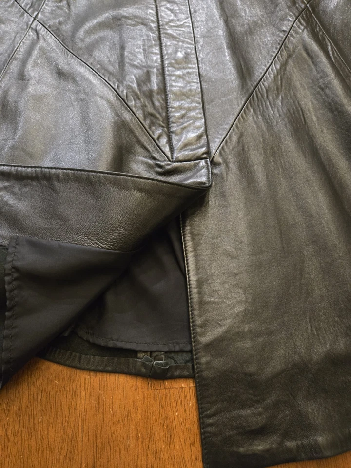 Vintage Michael Hoban North Beach Leather Swing Coat Classic Black Size: 3/4 - Image 3 of 4