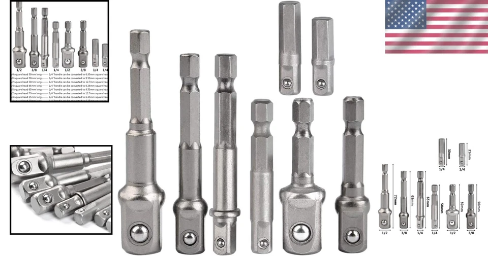 Professional 8-Piece Impact Socket Adapter Set - Chrome Vanadium Precision - Image 2 of 4