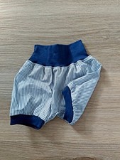 blau/gestreifte kurze Pumphose,Unikat, Handmade,Baumwolle,Gr.68/74,Unisex,Urlaub