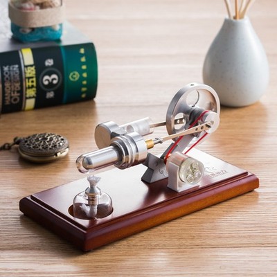 Stirling Engine Science Educational Generator Model Wood Base