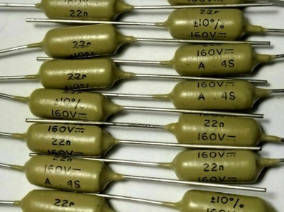 10x NOS 0.022uF/160V/10% PHILIPS Mullard Mustard Kondensatoren/capacitors