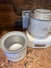 Cuisinart ICE-21 Ice Cream Maker - White 1.5 Quart Used with TWO BOWLS