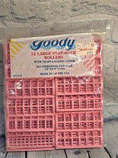 Vtg 1989 Goody 12 Large Snap Over Hair Rollers Pink Plastic Snap-Over Read