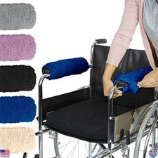 Vive Wheelchair Armrest Covers Pair - Memory Foam Sheepskin Pads for Comfort