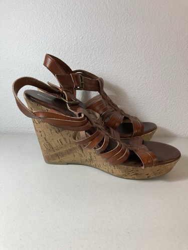 MOSSIMO Supply Co - Faux Leather Brown Cork Wedge Women's Sandals Sz 11 - Picture 8 of 10