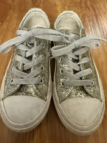 Scarpe da ginnastica basse CONVERSE bambino ragazza Chuck Taylor argento glitter taglia 11