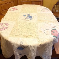 Cutter Baby Quilt Appliqu d Embroidered Bunny Elephant Duck Hand Made Vintage