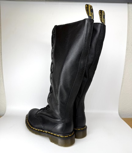 Dr. Martens 1B60 schwarz Leder 20-Loch Schnürung & seitlicher Reißverschluss kniehohe Stiefel Größe 6 - Bild 11 von 19