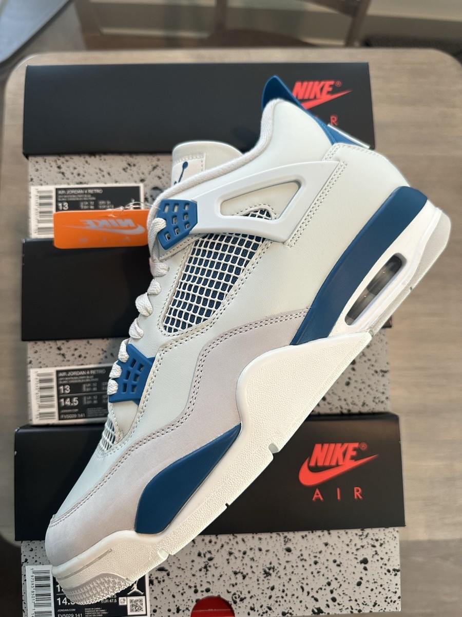 NEW NIKE AIR JORDAN 4 IV RETRO OFF WHITE MILITARY BLUE FV5029-141
