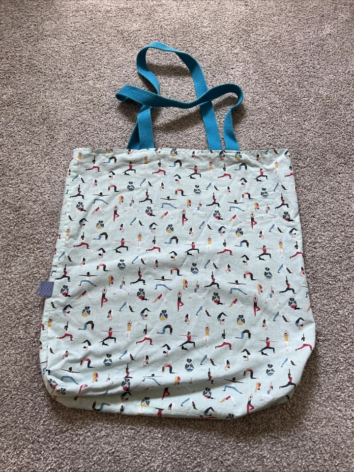 Bolso de Yoga Gimnasio Reutilizable Compras Azul Claro Poses Negro Gato 13x16 Clase Planta Foto 4 de 4