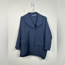 Morgane Le Fay Deep Blue Silk Oversized Lightweight Jacket EUC