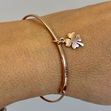 Dodo Pomellato Bracciale Bangle Rigido Oro Rosa Ciondolo Quadrifoglio Originale 