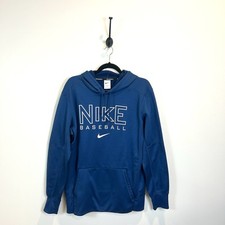 Mens Large Nike Therma Fit Pullover Baseball Hoodie Sweatshirt Royal Blue DC8383