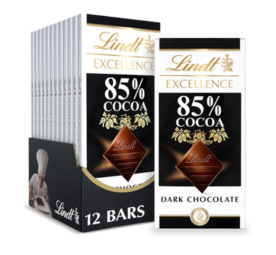 Lindt EXCELLENCE 85% Cocoa Dark Chocolate Candy Bars 3.5 oz 12 Pack Bulk