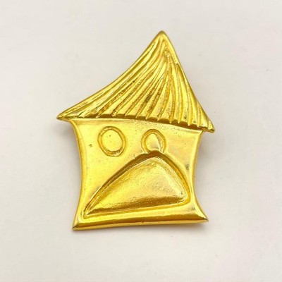 Rare Vintage 1987 BILLY BOY Doll Face Brooch Gold Tone Made in France