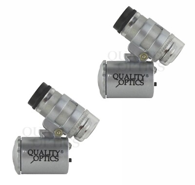 2 Quality Optics USA Illuminated Mini Microscope 2-Function 60x Magnifier UV/LED