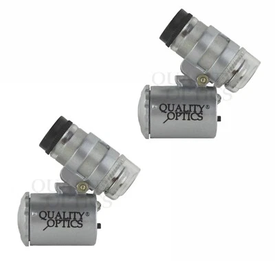QUALITY OPTICS® USA 2 Quality Optics USA Illuminated Mini Microscope 2-Function 60x Magnifier UV/LED