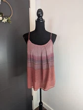 Cabi Pleated Red Purple White Houndstooth Camisole Style #555 - Medium