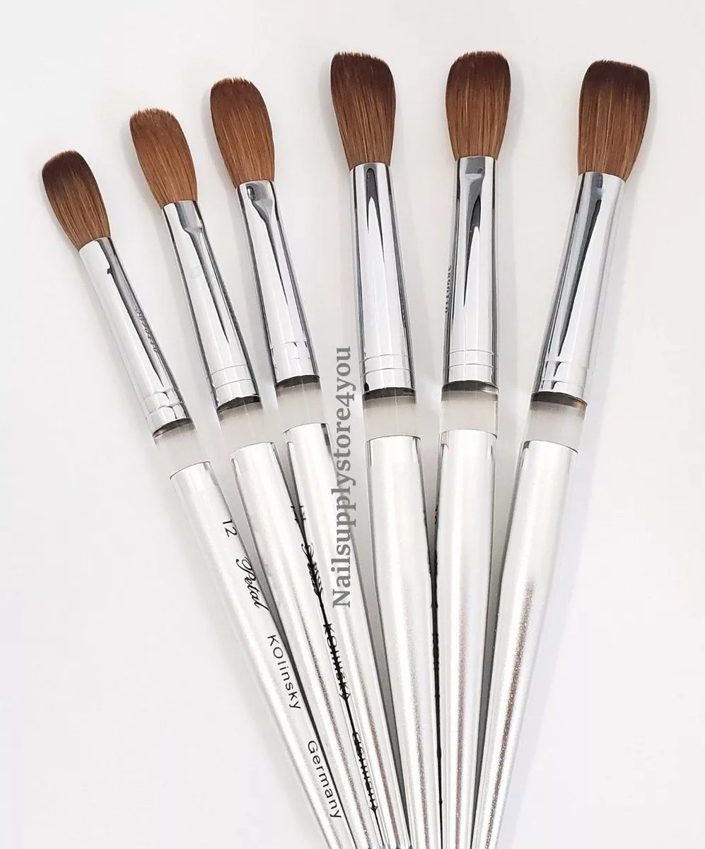 Petal Kolinsky Silver Handle Acrylic Nail Brush Manicure Powder - (CRIMPED)