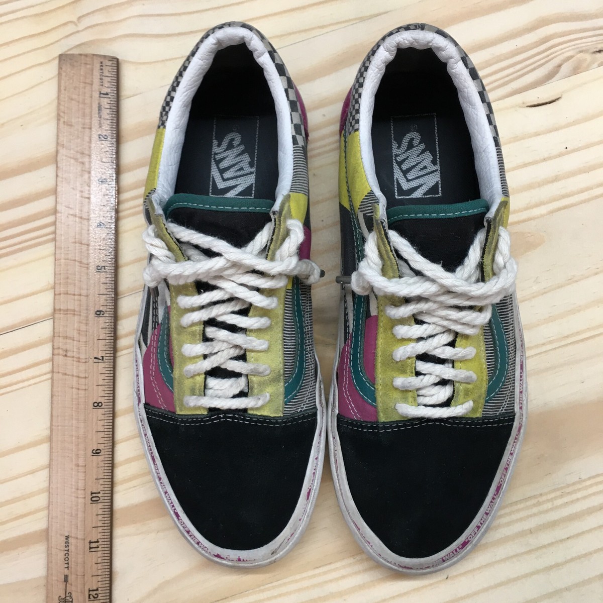 Vans Old Skool Low Disarray Slip On Multi-Color Suede Mens 10 Vans Youth Off The Wall Old Skool Juxtapoze Multicolor Lace  main image 4