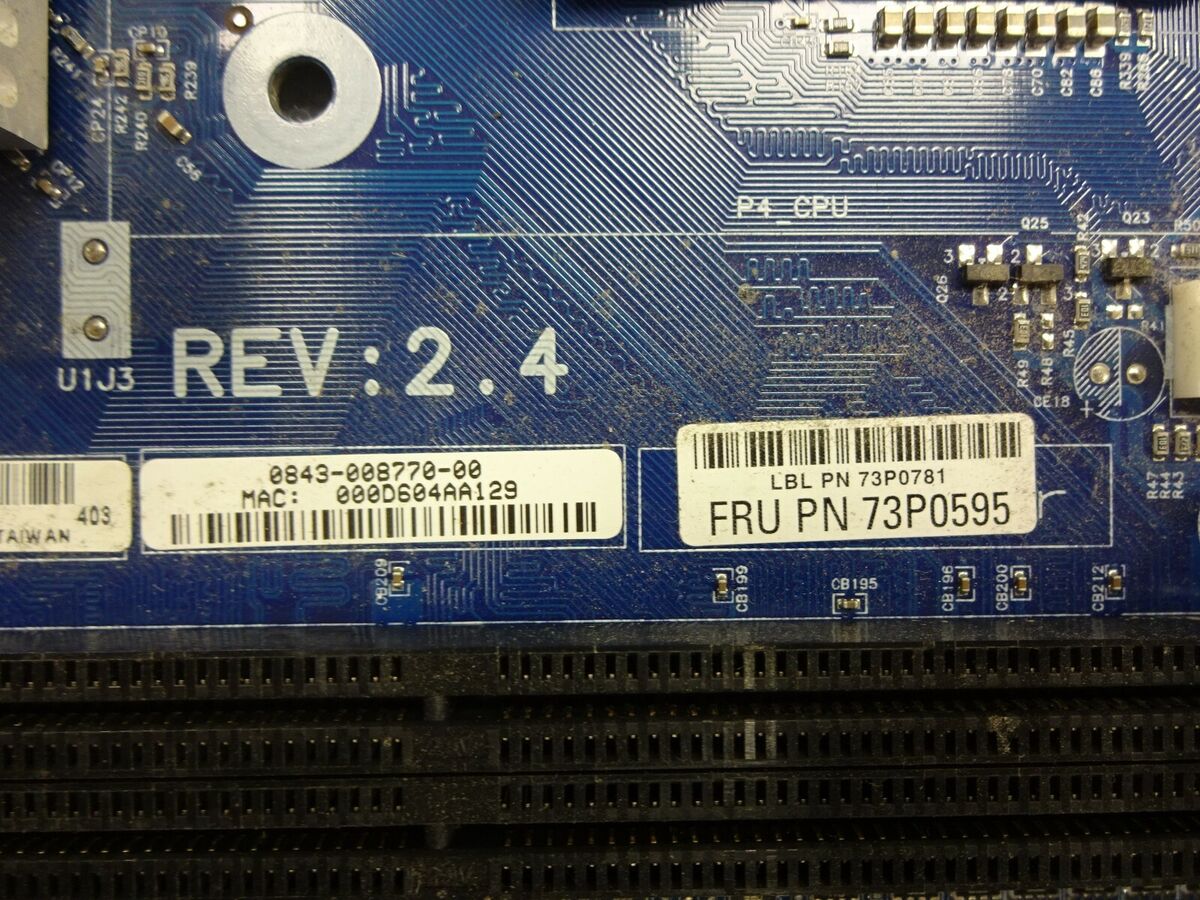 IBM 73P0595 Rev 2.4 P4 Socket 478 Motherboard with 2.8GHz IBM 73P0595 Rev 2.4 P4 Socket 478 Motherboard with 2.8GHz