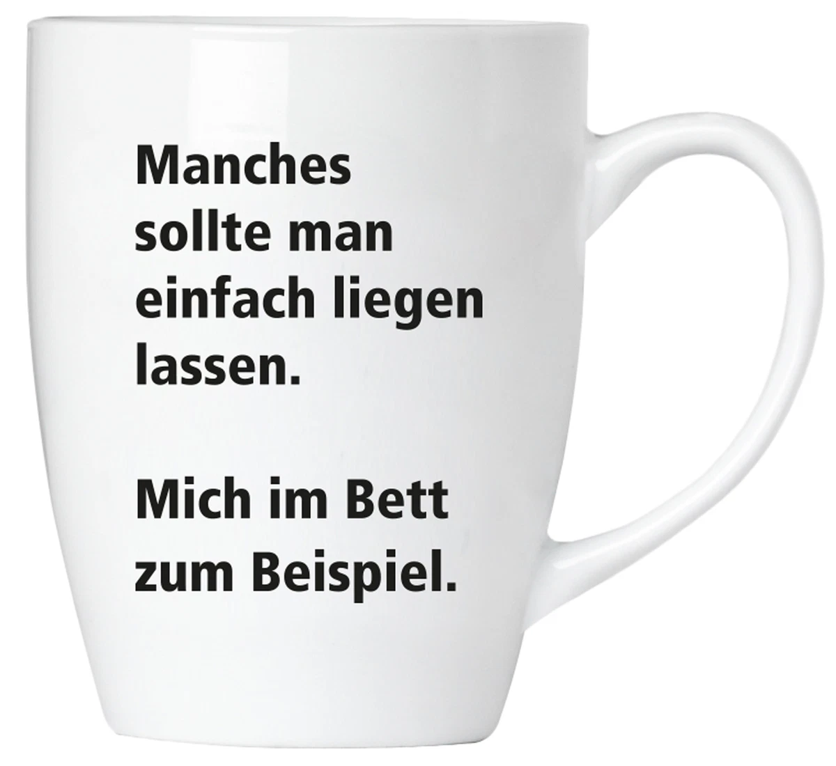 Kaffebecher Morgenmuffel mit Spruch Manches soll man liegenlassen Lustige Tasse