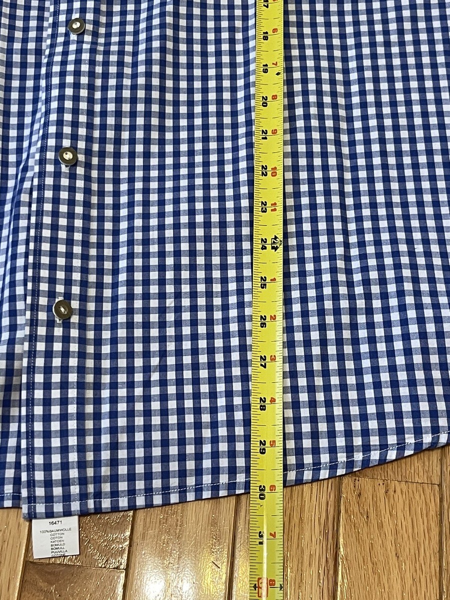HAMMERSCHMID Button Up Shirt Blue White Gingham Plaid Shirt