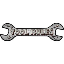 Tool Rules Novelty Metal Wrench Sign 17"x5" Plaque for Home Door Garage Wall
