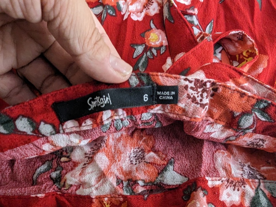 Sportsgirl Red Floral Wrap Maxi Skirt Size 6 eBay