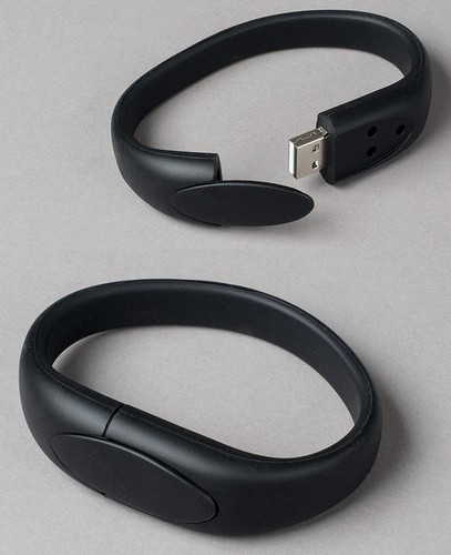 Premium Black Wristband USB Flash Memory Drive 16GB