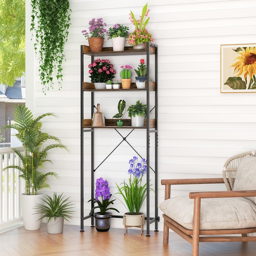 3-Tier Over-The-Toilet Bathroom Shelf Metal Frame Space Saver Rack w/ 4 Hooks - Picture 6 of 10