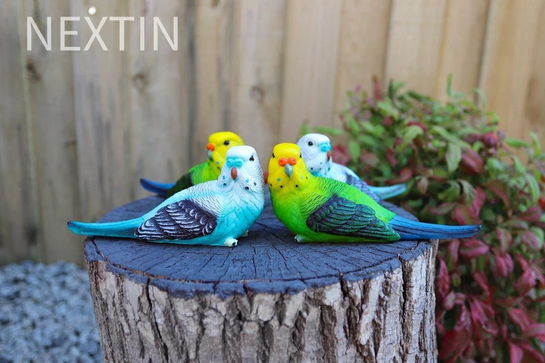 Budgie Parrot Bird Figurine Parakeet Birds Statue Garden Ornament