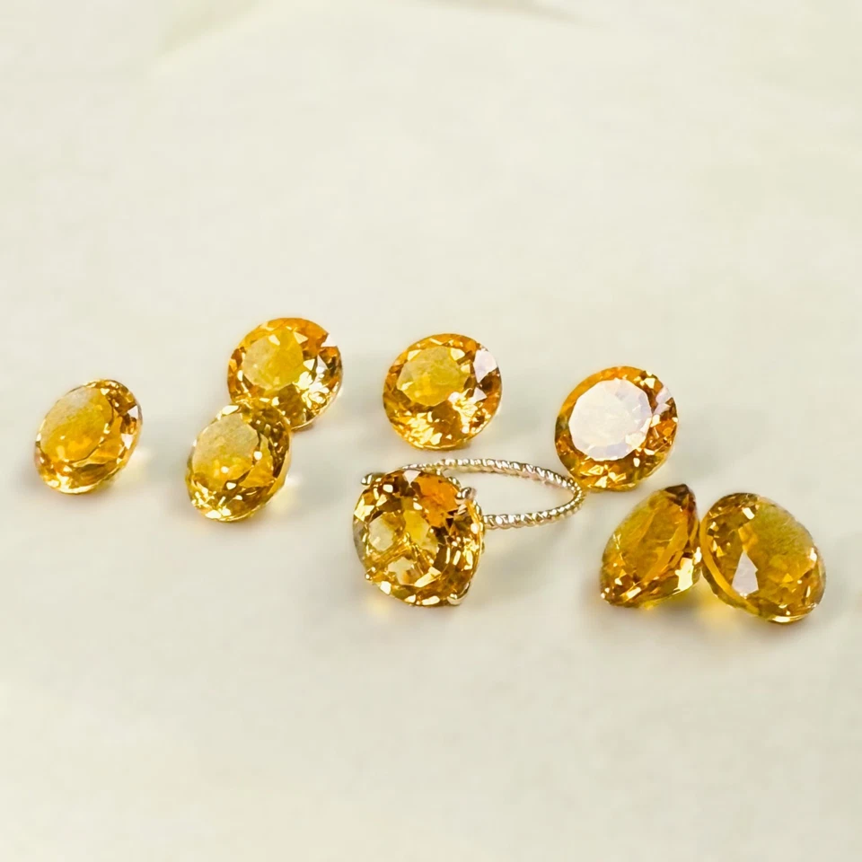 Anillo de compromiso solitario de piedras preciosas de citrino natural de 5 quilates de oro amarillo macizo de 14 quilates Foto 4 de 4