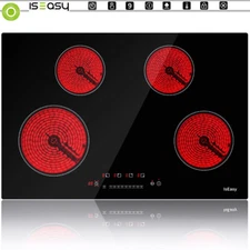 30" 4-Burner Built-in Electric Cooktop Ceramic Stove Top Touch Timing 220V 6700W